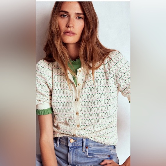 Boden supersoft frill detail t-shirt dark green size 4 new with tags t1475 GST - Picture 4 of 8